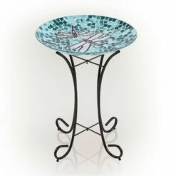 Best Sale ❤️ 23" Outdoor Mosaic Dragonfly Glass Birdbath Bowl with Metal Stand Turquoise Green - Alpine Corporation 😀 -Garden Decor Shop unnamed file 1990
