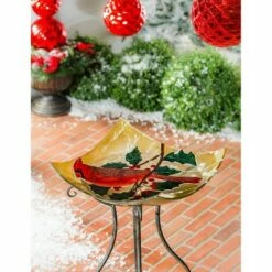 Cheapest 👍 Evergreen 16.5" Hand Painted Embossed Square Glass Bird Bath, Holiday Cardinal ✨ -Garden Decor Shop unnamed file 2033