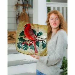 Cheapest 👍 Evergreen 16.5" Hand Painted Embossed Square Glass Bird Bath, Holiday Cardinal ✨ -Garden Decor Shop unnamed file 2034