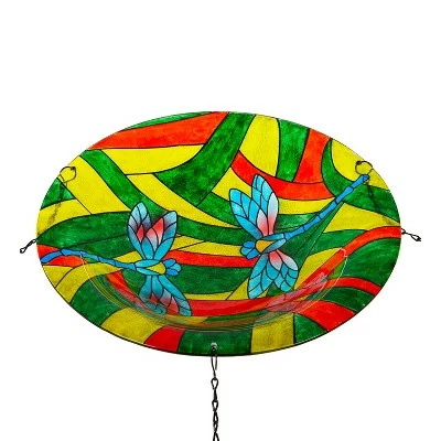 Deals π Evergreen 14" Glass Hanging Birdbath, Dragonflies 𧨠4 Deals π Evergreen 14" Glass Hanging Birdbath, Dragonflies 𧨠- Image 2