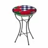 Hot Sale 😀 Evergreen 16" Glass Bird Bath with Stand, Plaid Geraniums- 😉 -Garden Decor Shop unnamed file 2057