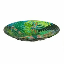 Best Pirce 💯 Evergreen 18" Glass Bird Bath, Iridescent Dragonfly 🌟