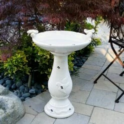 Hot Sale 🔔 Alpine Corporation 24" Antique Ceramic Birdbath With Birds - Brown ❤️