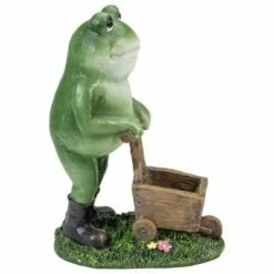Best Sale 😀 Northlight 11.5" Green Frog Pushing Wheelbarrow Outdoor Garden Statue 🥰 -Garden Decor Shop unnamed file 209