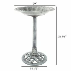 Promo 🔥 Nature Spring 20" Antique-Style Outdoor Garden Birdbath With Pedestal - Gray 🥰