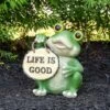 Best Sale 🎁 Northlight 9" Green 'Life is Good' Frog Outdoor Garden Statue ❤️ -Garden Decor Shop unnamed file 211