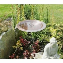 Wholesale ⭐ 3" Large Brass Classic Birdbath with Shallow Rimmed Bowl Antique Copper Plated - Achla Designs 🌟