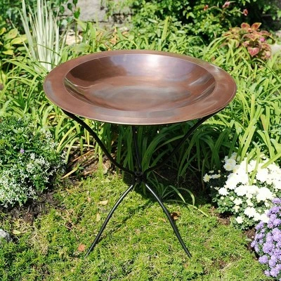 Wholesale β 3" Large Brass Classic Birdbath with Shallow Rimmed Bowl Antique Copper Plated - Achla Designs π 4 Wholesale β 3" Large Brass Classic Birdbath with Shallow Rimmed Bowl Antique Copper Plated - Achla Designs π - Image 2