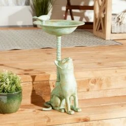Brand new ❤️ Zingz & Thingz Zingz & Thingz 21.25" Cat Aluminum Birdbath Teal Green 😍 -Garden Decor Shop unnamed file 2165