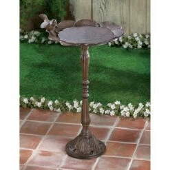 Discount 🎁 Zingz & Thingz Zingz & Thingz 18.75" Rustic Cast Iron Birdbath Brown 🧨