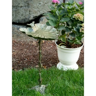 Brand new β¨ Zingz & Thingz Zingz & Thingz 27.5" Verdigris Leaf Cast Iron Birdbath Green π 4 Brand new β¨ Zingz & Thingz Zingz & Thingz 27.5" Verdigris Leaf Cast Iron Birdbath Green π - Image 2