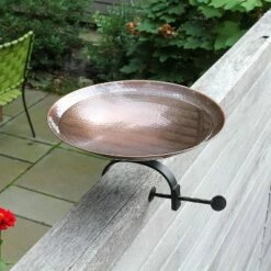 Wholesale 𧨠8" Burnt Copper Birdbath with Over Rail Bracket Antique Finish - ACHLA Designs π
