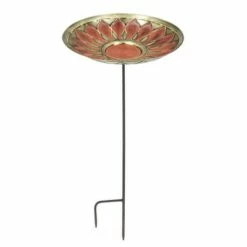 Best deal 👍 40" Brass African Daisy Birdbath with Stake Antique and Patina - ACHLA Designs Brown 🎁 -Garden Decor Shop unnamed file 2257