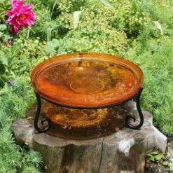 Top 10 π 6" Reflective Crackle Glass Birdbath Bowl with Short Stand II Mandarin Orange - Achla Designs π§¨