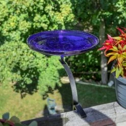 New 👏 13.7" Reflective Crackle Glass Birdbath Bowl with Rail Mount Bracket - Achla Designs Red 🥰 -Garden Decor Shop unnamed file 2281