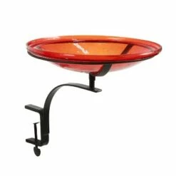 New 👏 13.7" Reflective Crackle Glass Birdbath Bowl with Rail Mount Bracket - Achla Designs Red 🥰 -Garden Decor Shop unnamed file 2285
