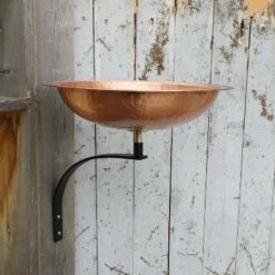 Discount 😉 12.2" 🔨 Hammered Solid Copper Birdbath with Wall Mount Bracket Satin Copper - ACHLA Designs ✨