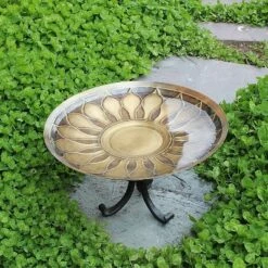 Brand new 🥰 9.2" Brass African Daisy Birdbath with Tripod Stand Antique and Patina Finish Brown - Achla Designs 🔔 -Garden Decor Shop unnamed file 2335