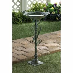 New π Zingz & Thingz Zingz & Thingz 13.75" Speckled Iron Birdbath Green π