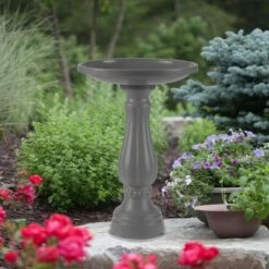 Best Sale 😀 17" Bird Bath with Pedestal Charcoal - Bloem 🔔 -Garden Decor Shop unnamed file 2383