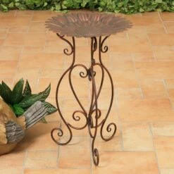 Buy 😉 GIL 24-Inch Tall Metal Sunflower Birdbath ✔️
