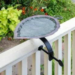 Cheap 😀 17" Aspen Leaf Birdbath with Over Rail Bracket Antique Brass Plated - ACHLA Designs 😉