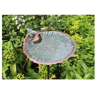 Buy ❤️ 11" Scallop Shell Birdbath and Feeder with Stake Antique Brass Plated - ACHLA Designs 🌟 4 Buy ❤️ 11" Scallop Shell Birdbath and Feeder with Stake Antique Brass Plated - ACHLA Designs 🌟 - Image 2