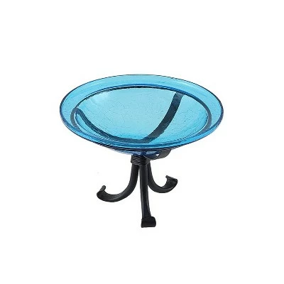 Best Sale π 12.75" Reflective Crackle Glass Birdbath Bowl with Tripod Stand Teal Blue - Achla Designs π 3 Best Sale π 12.75" Reflective Crackle Glass Birdbath Bowl with Tripod Stand Teal Blue - Achla Designs π