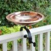 Buy 🔔 8.2" 🔨 Hammered Copper Birdbath with Over Rail Bracket Polished Copper Plated - Achla Designs ✔️