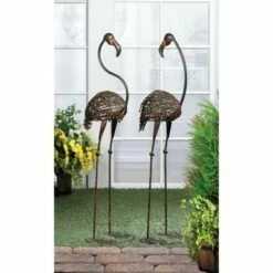 Hot Sale π Zingz & Thingz Zingz & Thingz 11.75" Iron Wild Flamingo Garden Art Duo Bronze π