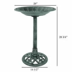 New 🎉 Nature Spring Antique Bird Bath With Vintage Scroll Design and 3 Ground Stakes for Outdoor Décor - Patina Green Finish 🧨