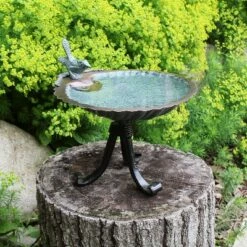Flash Sale 💯 10.75" Tall Scallop Shell Birdbath with Tripod Stand Antique Brass Plated - Achla Designs ⭐ -Garden Decor Shop unnamed file 2512
