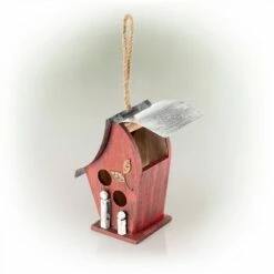 Brand new ⌛ Alpine Corporation 12" Wood/Metal Outdoor Hanging Birdhouse Turquoise 🧨 -Garden Decor Shop unnamed file 2656