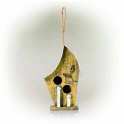 Brand new ⌛ Alpine Corporation 12" Wood/Metal Outdoor Hanging Birdhouse Turquoise 🧨 -Garden Decor Shop unnamed file 2660
