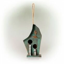 Brand new ⌛ Alpine Corporation 12" Wood/Metal Outdoor Hanging Birdhouse Turquoise 🧨 -Garden Decor Shop unnamed file 2661