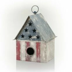 Outlet 🎁 Alpine Corporation Alpine 10" Vintage Patriotic Iron Birdhouse 😍 -Garden Decor Shop unnamed file 2668