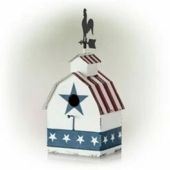 Hot Sale 🔔 18" Iron Patriotic Birdhouse With Rooster Vane Top - Alpine Corporation ❤️ -Garden Decor Shop unnamed file 2685