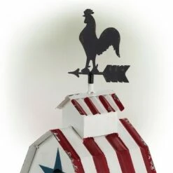 Hot Sale 🔔 18" Iron Patriotic Birdhouse With Rooster Vane Top - Alpine Corporation ❤️ -Garden Decor Shop unnamed file 2688