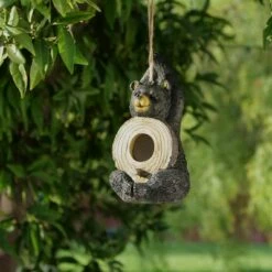 Buy ✔️ 10" Polyresin Bear Birdhouse Black/Brown - Alpine Corporation 😍