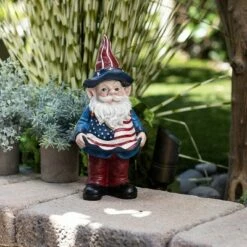 Buy 😀 Alpine Corporation 12" Polyresin Americana Gnome with Flag Apron Bird Feeder 🧨