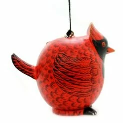 Flash Sale ⌛ Gold Crest Distribution Home & Garden 7.5" Cardinal Gord-O Ball Birdhouse Albesia Wood Hand Painted Gold Crest Distributing - Bird And Insect Houses ⌛