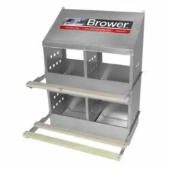 Cheapest 🎉 Brower 404B Galvanized Steel 4 Hole, 20 Bird Outdoor Poultry Nest Chicken Brooding Box with Hinged Folding Perches, Silver (2 Pack) 😀