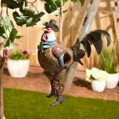 Hot Sale ⭐ Zingz & Thingz Zingz & Thingz 13" Cowboy Rooster Polyresin Birdhouse ⌛ -Garden Decor Shop unnamed file 2833