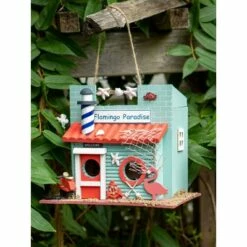Best Pirce 🤩 Zingz & Thingz Zingz & Thingz 8.5" Flamingo Paradise Wood Birdhouse 🎉 -Garden Decor Shop unnamed file 3001