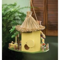 Outlet 🌟 Zingz & Thingz Zingz & Thingz 9.75" Tiki Hut Wood Birdhouse Yellow 😉 -Garden Decor Shop unnamed file 3033