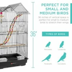 Best reviews of ❤️ Best Choice Products 36in Indoor/Outdoor Iron Bird Cage for Parrot, Lovebird w/ Removable Tray, 4 Feeders, 2 Toys 💯