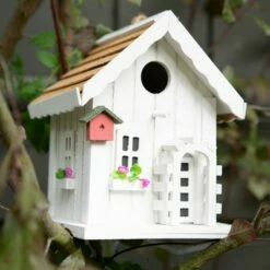 Outlet 😍 Zingz & Thingz Zingz & Thingz 7.125" Happy Home Wood Birdhouse White ✔️ -Garden Decor Shop unnamed file 3080