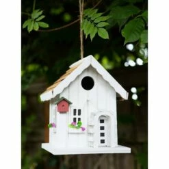 Outlet 😍 Zingz & Thingz Zingz & Thingz 7.125" Happy Home Wood Birdhouse White ✔️ -Garden Decor Shop unnamed file 3081