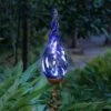 Outlet 🎁 36" Pearlized Glass Solar Flame Stake Blue - Exhart ✨
