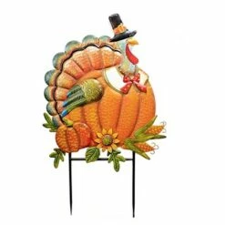 Brand new 🔔 Home & Garden 28.0" Pilgrim Turkey Stake Yard Decor 👪 Thanksgiving Direct Designs International - Decorative Garden Stakes 😍